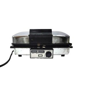 GE General Electric A2G48T Waffle Maker Grill Iron Baker Chrome TESTED Vintage
